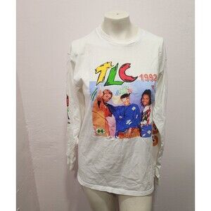 Cross Colours 1992 TLC Long Sleeve T Shirt Retro Music Rap Hip Hop Spell Out VTG